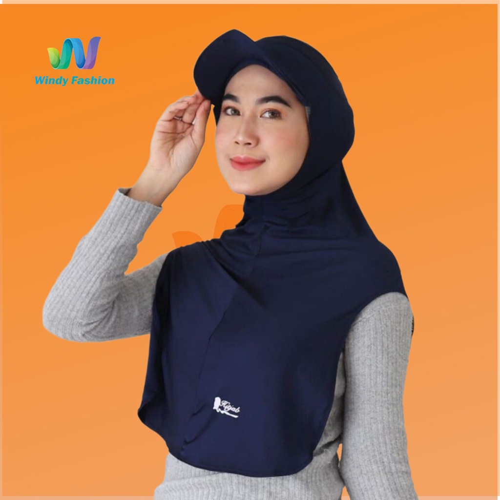Hijab Jilbab Topi Sport Sporty Olahraga Instant Bulutangkis Yoga Lari Senam-NAVY