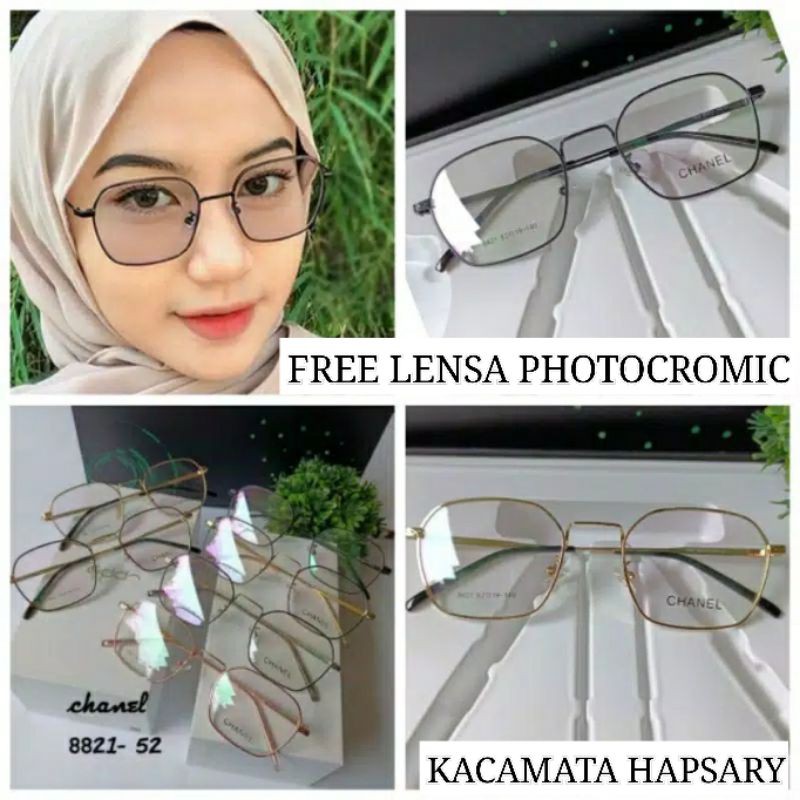 FRAME KACAMATA LENSA PHOTOCROMIC WANITA | KACAMATA MINUS | KACA MATA ANTI RADIASI | KACAMATA 8821