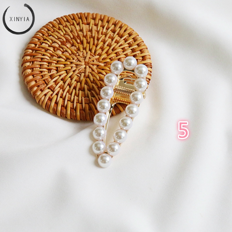 【5 Models】 Elegant Pearl Alloy Hairpin Flower Bangles Birthday Present