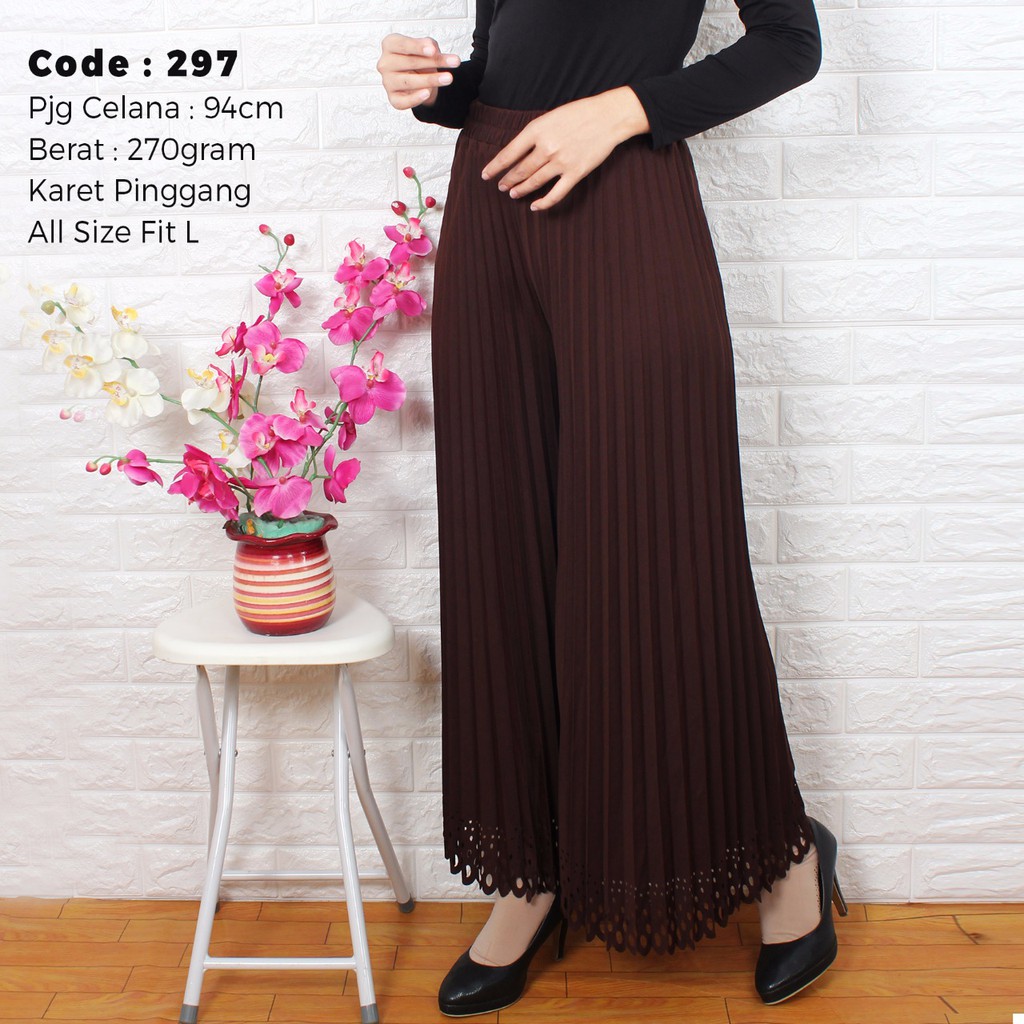 CELANA KULOT LASERCUT PLISKET 297 CELANA PRISKET LASERCUT KULOT LASERCUT PLEATED PANTS