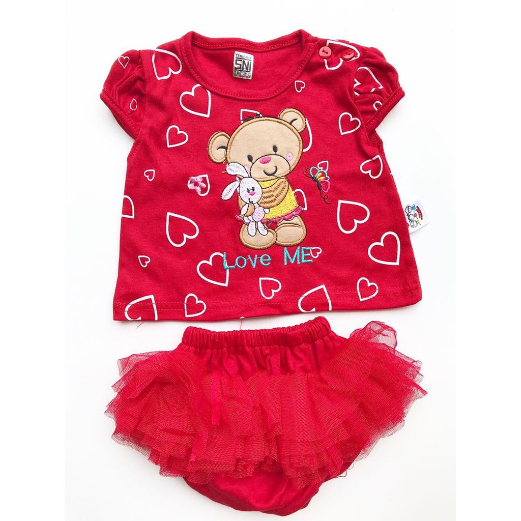 LOVE ME TUTU Baju Setelan Celana Tutu Pergi Lucu Fashion Anak Bayi Perempuan Cewek Terlaris Lucu