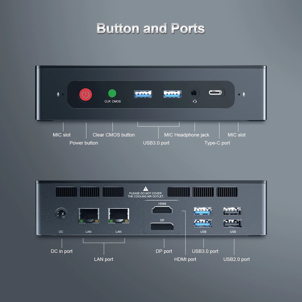 BEELINK GTI Office Mini PC - Intel i5 8th Gen - RAM 16GB ROM 512GB - Mini PC Intel Generasi Terbaru