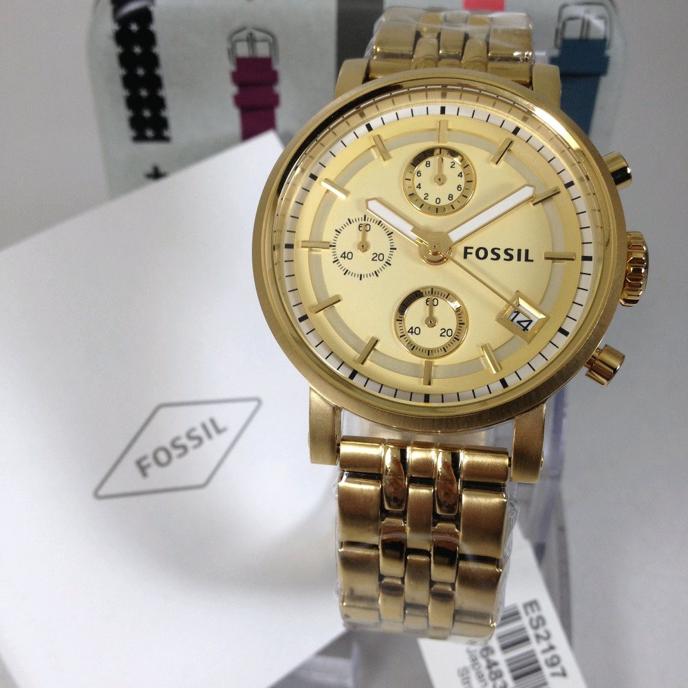 Jam Tangan Wanita F055il ES2197 gold 40mm Original