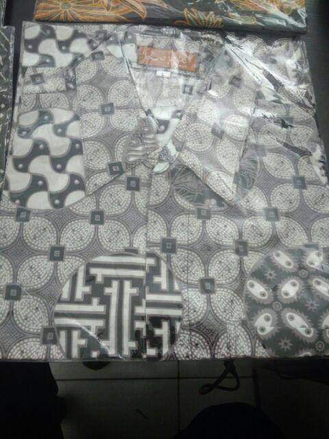 Khoin Batik Hrb026 Kenongo Kemeja Hem Pendek Padi Pekalongan M L Xl Murah Keren Bati Pria Wajik Biru