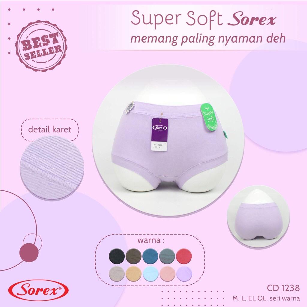 CD 1238 SOREX SUPER SOFT - CD BASIC SUPER SOFT NYAMAN DI PAKAI BUAT SEHARI HARI - CD SOREX DEWASA BASIC CELANA DALAM WANITA SOREX ART 1238 - CELANA DALAM WANITA TALI LEBAR KARET LEBAR SIZE M L XL XXL - CD SOREX MAXI PAS PUSER - ARA98STORE