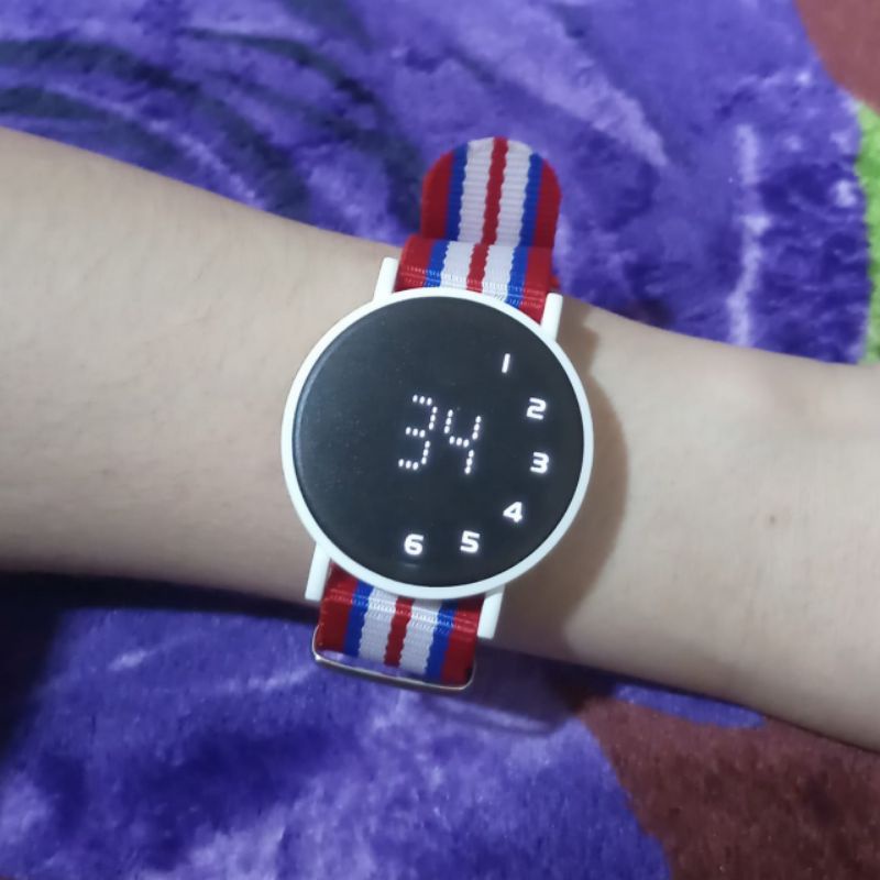 (Cod)Jam Tangan Wanita /Pria Touch Scren Strap Canvas/Kain Anti Air)