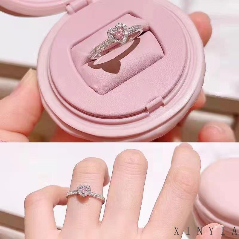 【COD】Fashion Rings Set untuk Wanita Warna Pink Hijau Bunga Cinta Hati Cincin  Perhiasan