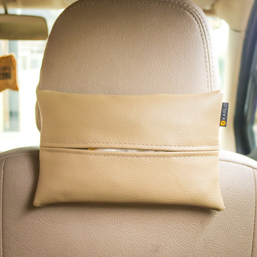 Karlo Tempat Tissue Tisu Mobil Premium Sun Visor Jok Basic Beige Cream