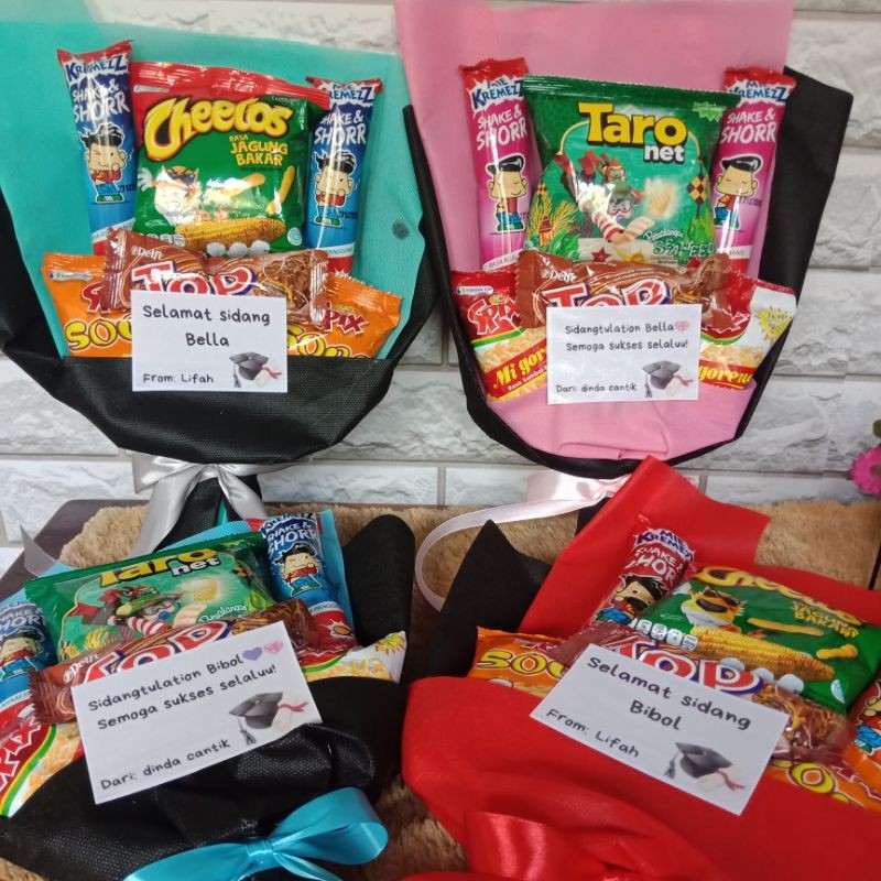 

buket bouquet snack gift kado hampers ulangtahun wisuda sempro graduation
