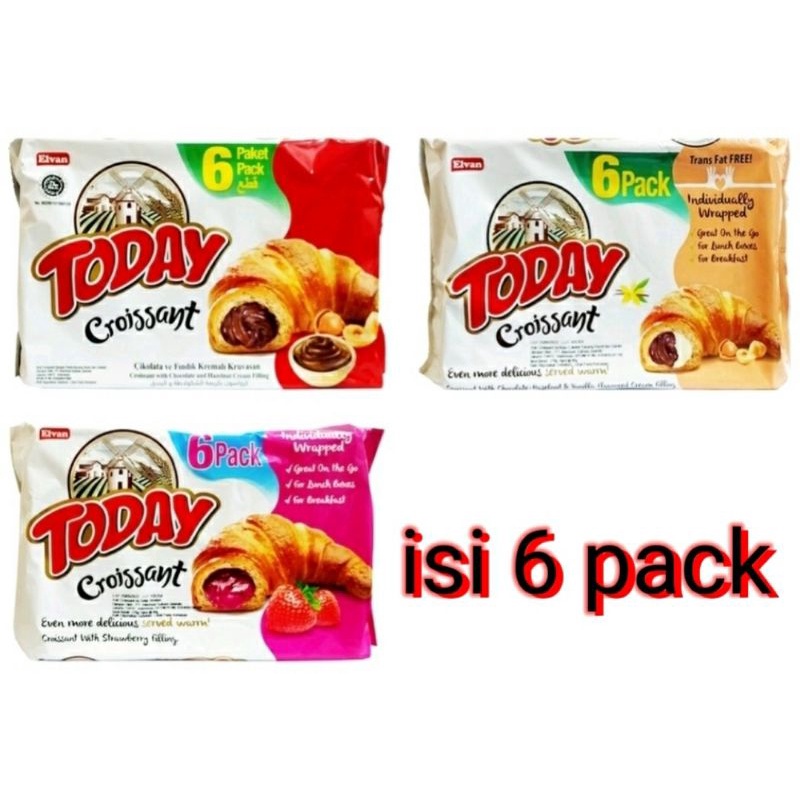 ✔MURAH Elvan Today Croissant isi 6 pack Chocolate Hazelnut Vanilla Strawberry / Bekal Sekolah / Today / Snack Import / Croissant