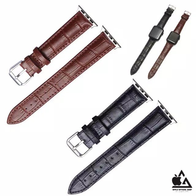 Strap Leather Apple Watch 42mm 44mm Series 1 2 3 4 5 6 SE Tali iWatch Kulit Sport Band Leather Croc