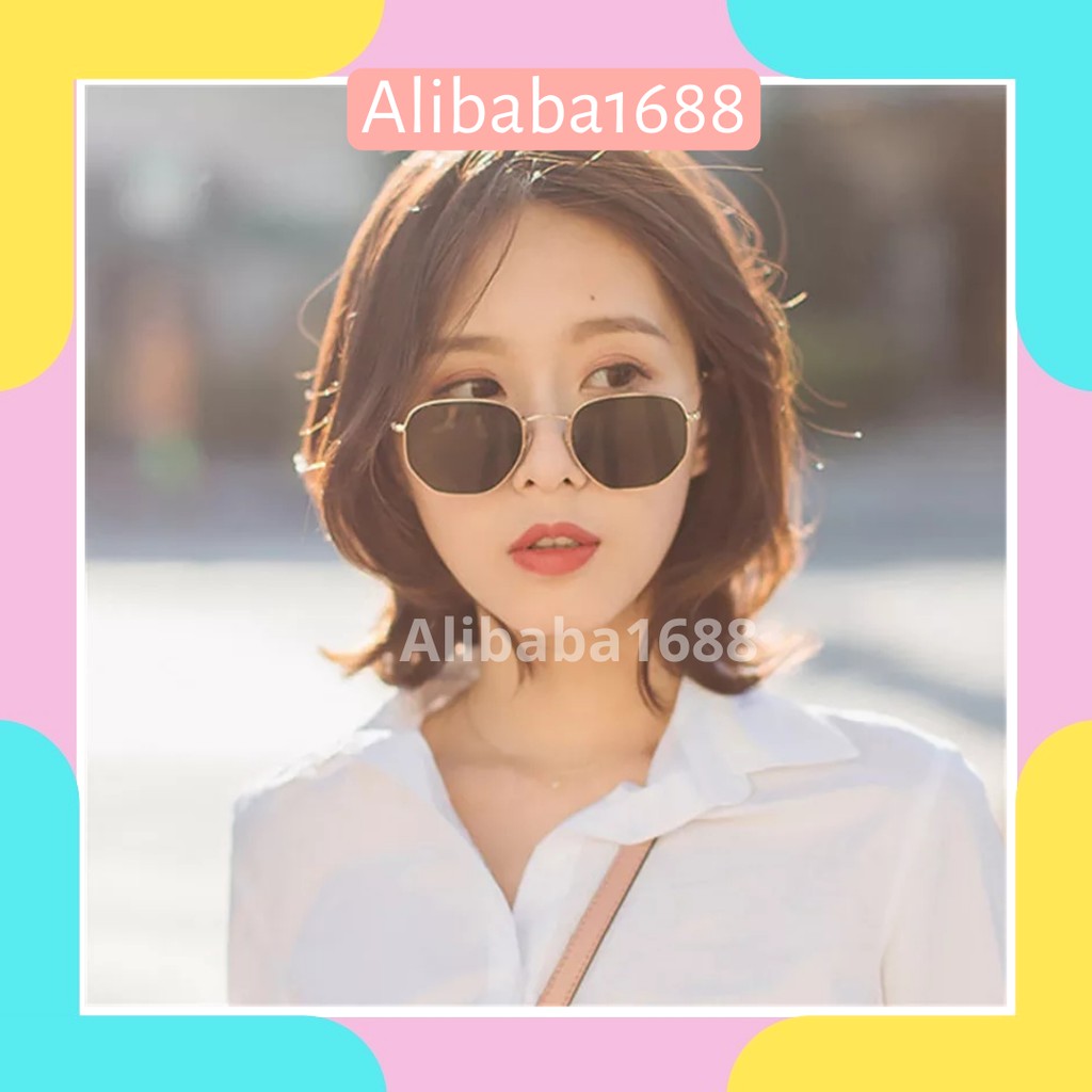 *Alibaba* Kacamata Fashion Hitam Frame Metal Kecil Gaya Vintage untuk Wanita