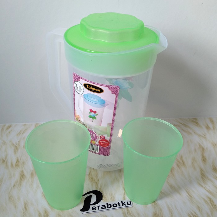 Eskan / Teko Air Large (Bonus Gelas Plastik) 2.1 Liter / Teko Set / Gelas Plastik / Teko Plastik