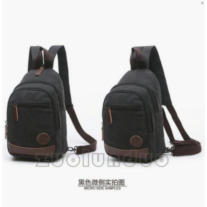 Tas Ransel Kecil Kanvas Mugu 8852- Weistbag - Gemblok Kecil - Tas Santai - Tas Mini - Tas Tablet