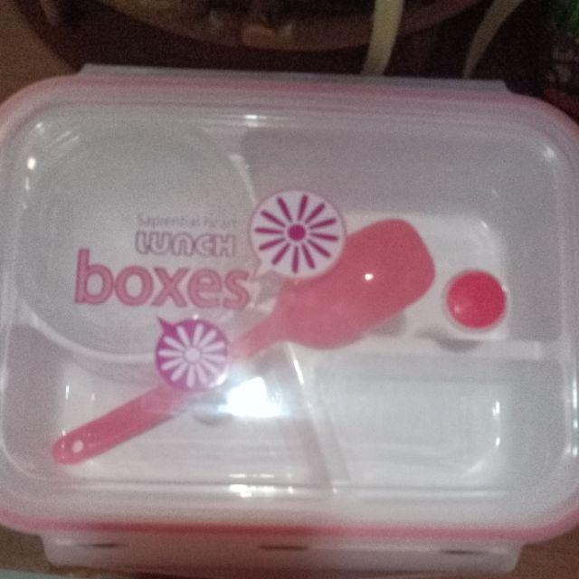 Tempat Makan Yooyee 415  Lunch Box Pink Grren Blue / Kotak Bekal 4 Sekat