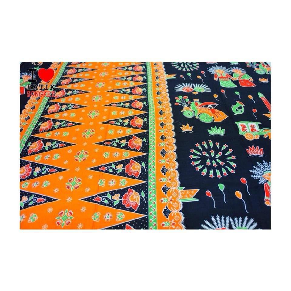 sarung ondel betawi motif  1 tumpal  pucuk rebung bahan kain 