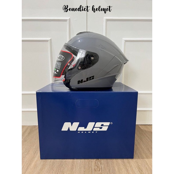 Jual Helm Njs Kairoz Fullset Glossy Stone Grey Original Shopee Indonesia