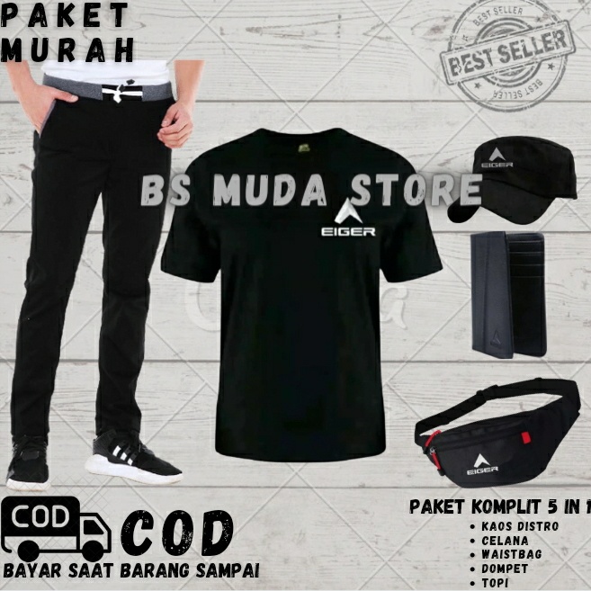 COD TERLARIS PROMO PAKET HEMAT LENGKAP 5 IN 1 FASHION PRIA KAOS BAJU DISTRO PRIA UNISEX CELANA CHINO