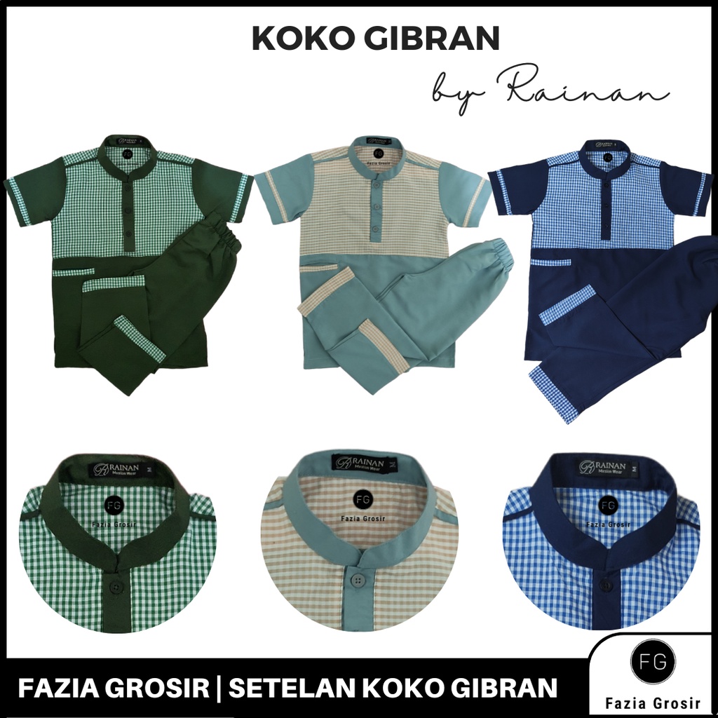 Koko Gibran by Rainan ORI terbaru 2022 (Free Peci) , Baju Koko Anak Laki Laki Umur 1 Sampai 12 Tahun , Baju Lebaran , Stelan Baju Muslim Anak Laki Laki , Stelan Jubah Anak , Kokoh Anak Laki Laki