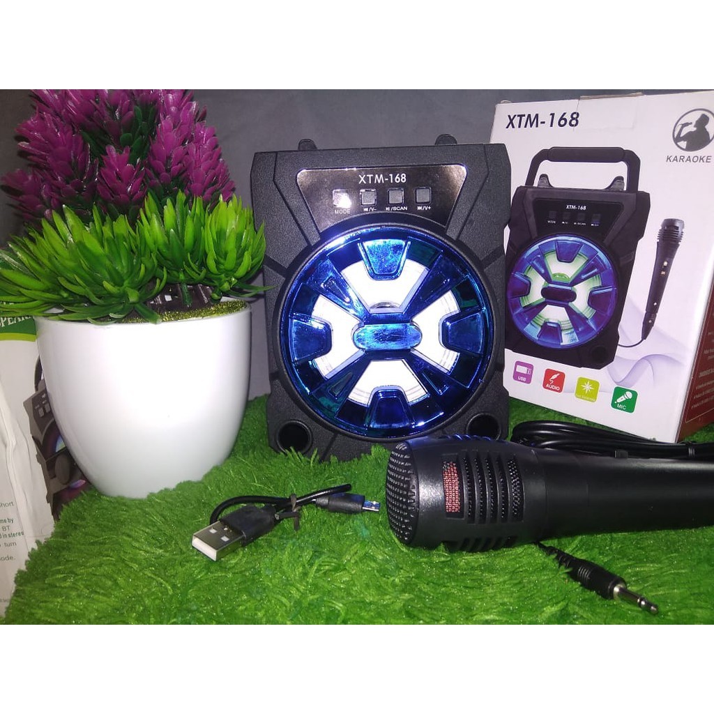 SPEAKER BLUETOOTH + MIC KARAOKE  Xtm 168 WIRELESS BLUETOOTH BASS