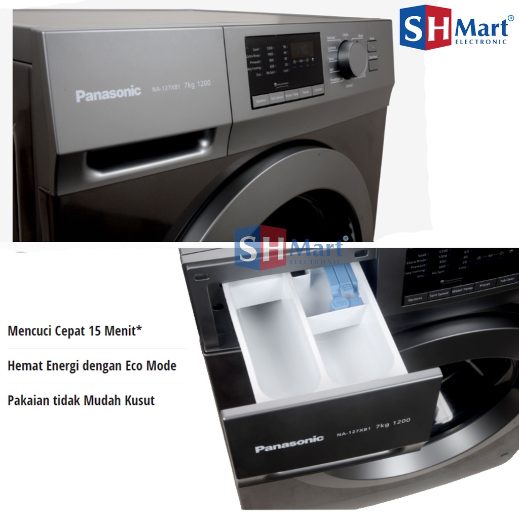 MESIN CUCI PANASONIC FRONT LOADING KAPASITAS 7 KG NA-127XB1LNE / NA127XB1LNE GARANSI RESMI (MEDAN)