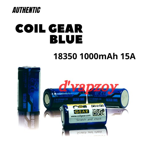 Authentic CoilGear Blue 18350 1000mAh 15A Baterai Batre V.A.P.O.R / 1BIJI