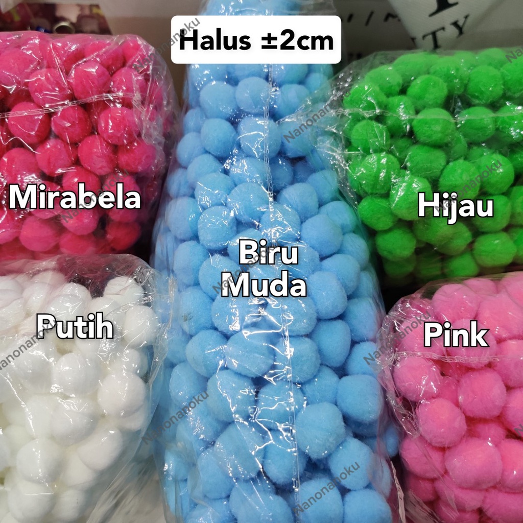 [100 pcs] Pompom HALUS 2 cm Bola Bulu Craft