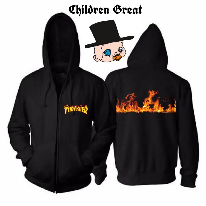 Jaket Hoodie THRASHER zipper distro dewasa tee jacket hitam polos sweater sweatShirt katun crewneck