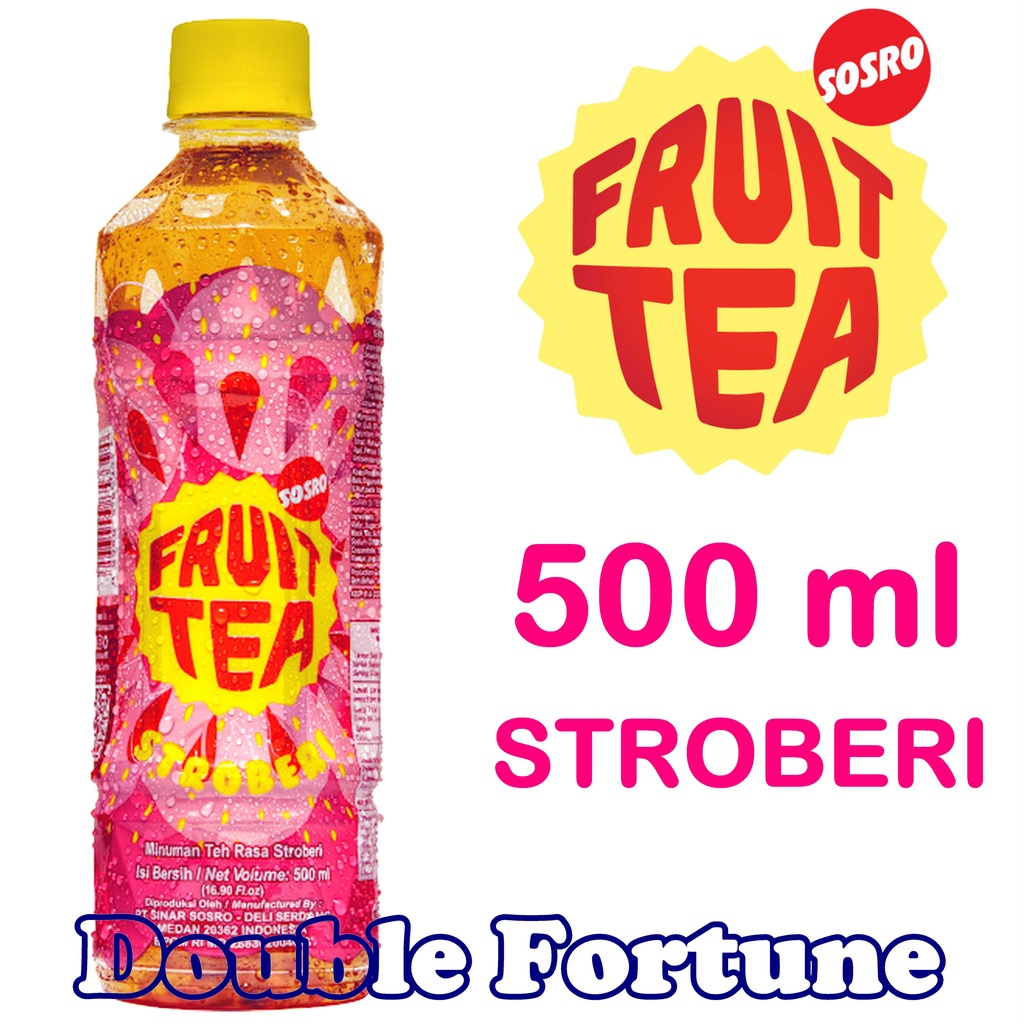 FRUIT TEA SOSRO   STROBERI   BOTOL 500ml  STRAWBERRY