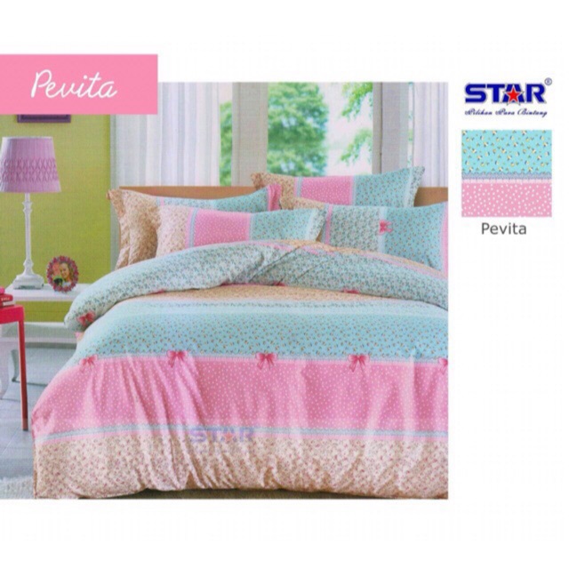 Sprei katun star cvc pevita - shabby chic pink