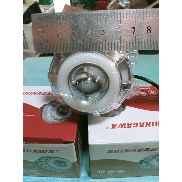 lampu depan projie LED mini bulat 2ring devil merah universal