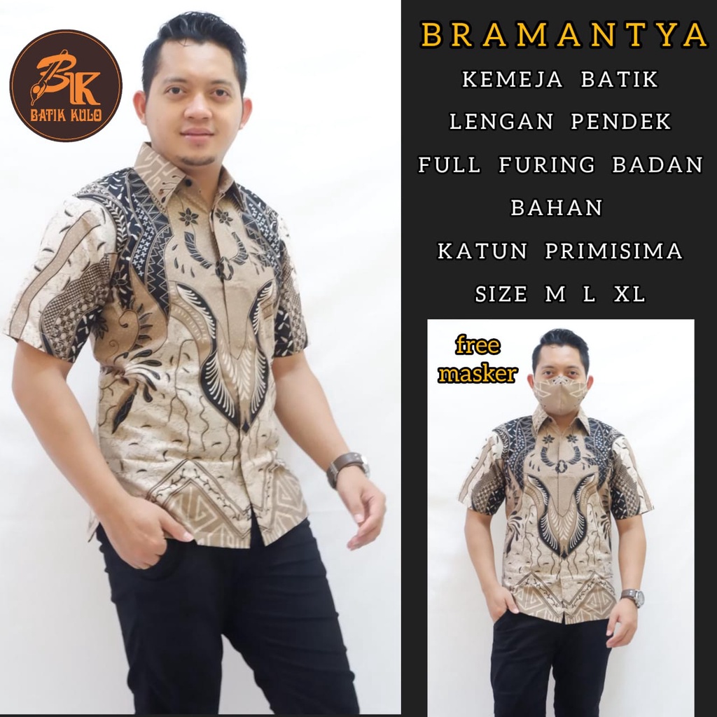 Batik pria lengan panjang MOCCA CREAM modern  ORIGINAL BAJU PREMIUM KEKINIAN SOLO MURAH TERBARU