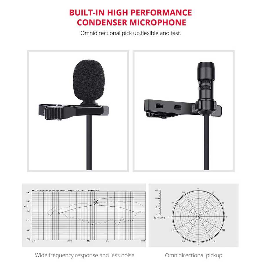 Microphone Mic Professional Recording Lavalier Video  3.5mm