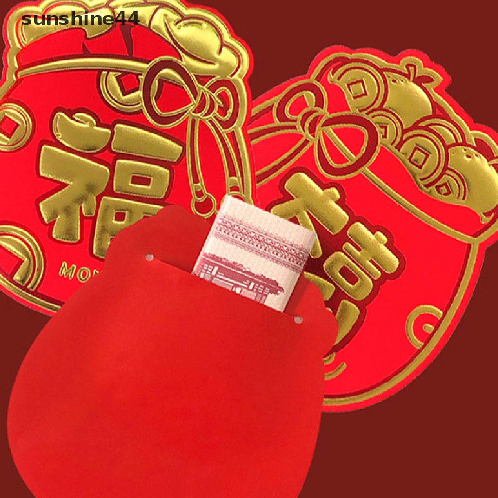 Sunshine 6Pcs Amplop Angpao Tahun Baru Cina / Imlek Gambar Kelinci National Tide 2023 Warna Merah