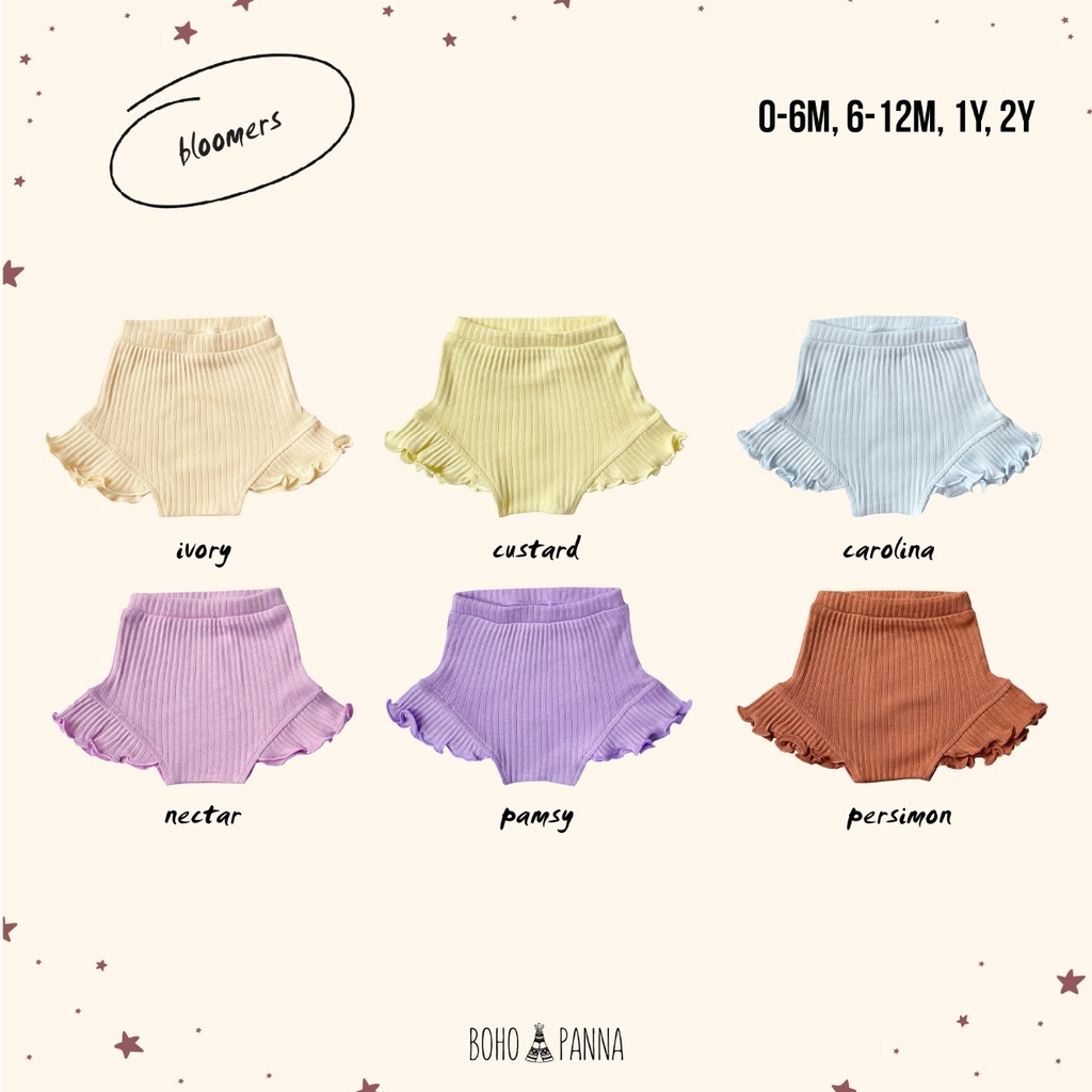 Bohopanna Bloomers Ruffle Reeb Celana Pendek Anak Bloomer Boho 0 - 2 Years