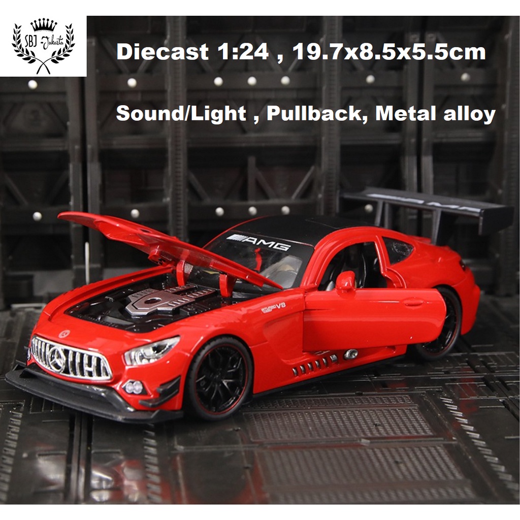 Diecast Mobil Mercedes Benz AMG GT Skala 1:24 Ukuran Besar Metal Alloy