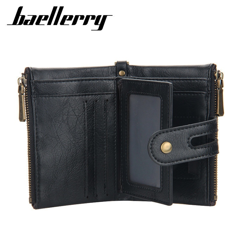 DOMPET LIPAT RANTAI WANITA KECIL BAELLERRY HITAM IMPORT KOREA ORIGINAL KULIT WA483B5 SEOUL PREMIUM SLOT KARTU UANG RESLETING KOIN BATAM BRANDED CEWEK MURAH REMAJA KEKINIAN SIMPLE TIPIS