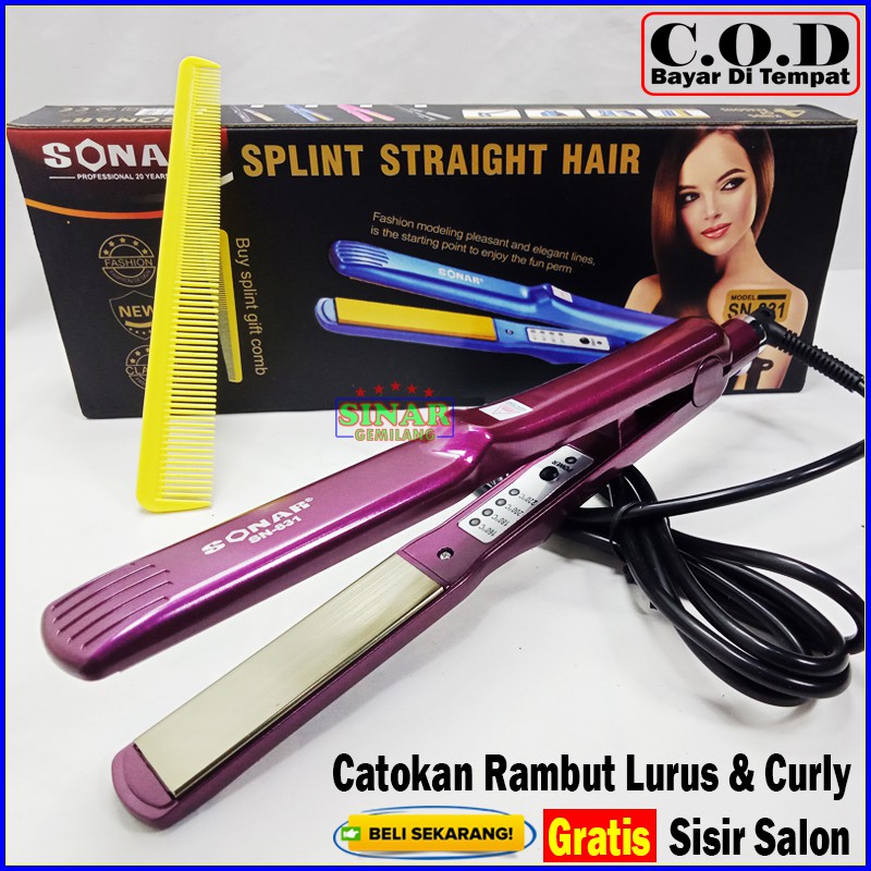 Catok Rambut Sonar SN-831 Catokan Pelurus Rambut 2 in 1 Lurus & Curly Temperatur Control