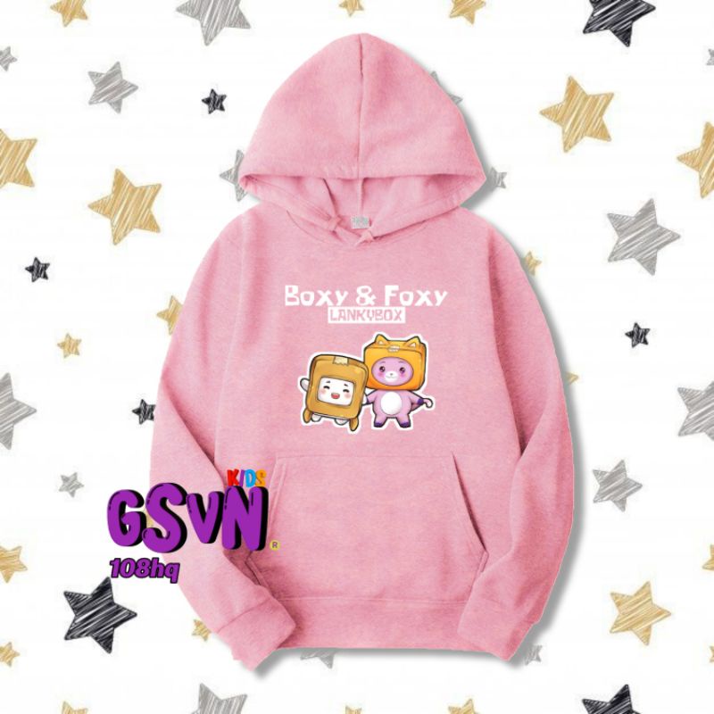 Jaket Anak - Hoodie Baju Lankybox Boxy & Foxy Youtubers Kids Logo Karakter Character Terbaru Tshirt 