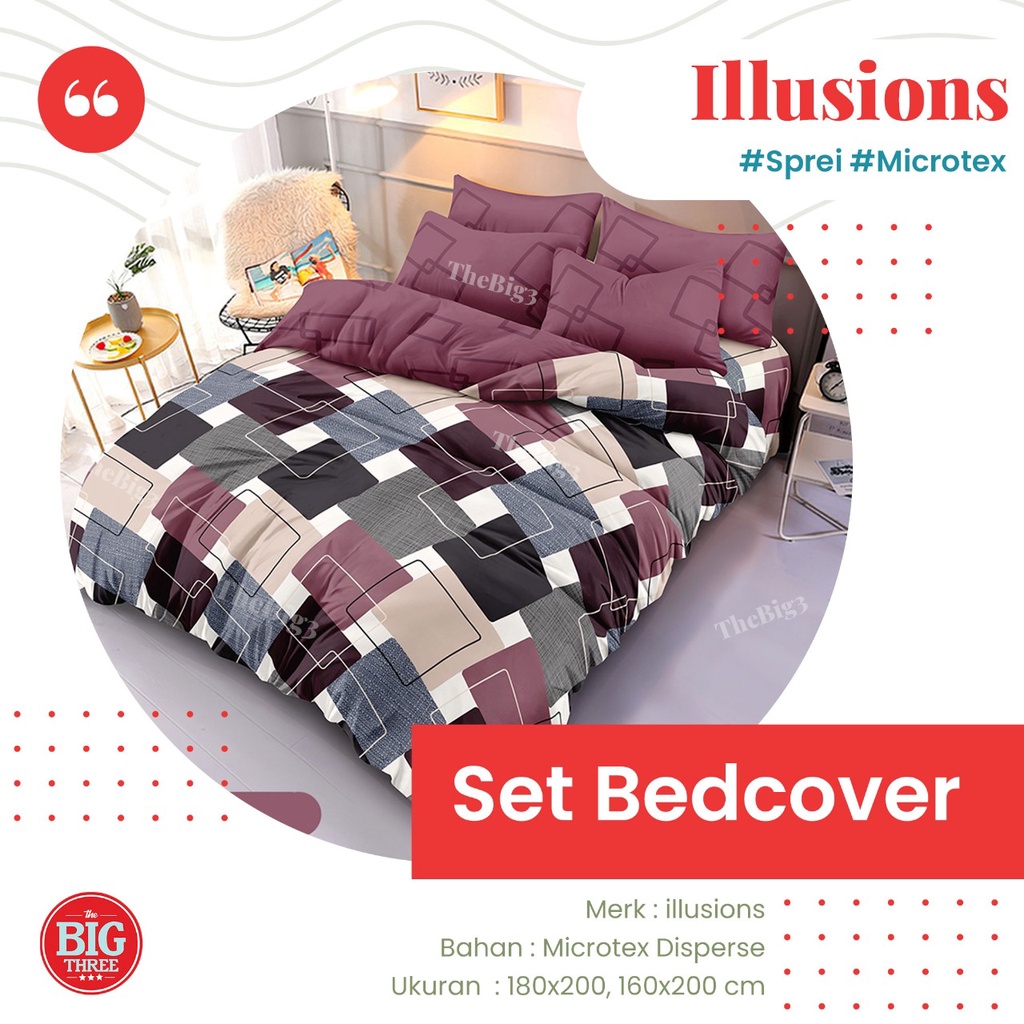 ILLUSIONS Set Bedcover FLAT 180x200 / 160x200 Aston Arima Alina Joanna Sabrina Luna Helma Jessie Vinela Terra Sabrina Febiola Light Star Indira Ralia Indira Raven Terra Vinella Prisa Ghina Juno Vena Vinela Daisy Slater - King 180 Fitted illusions