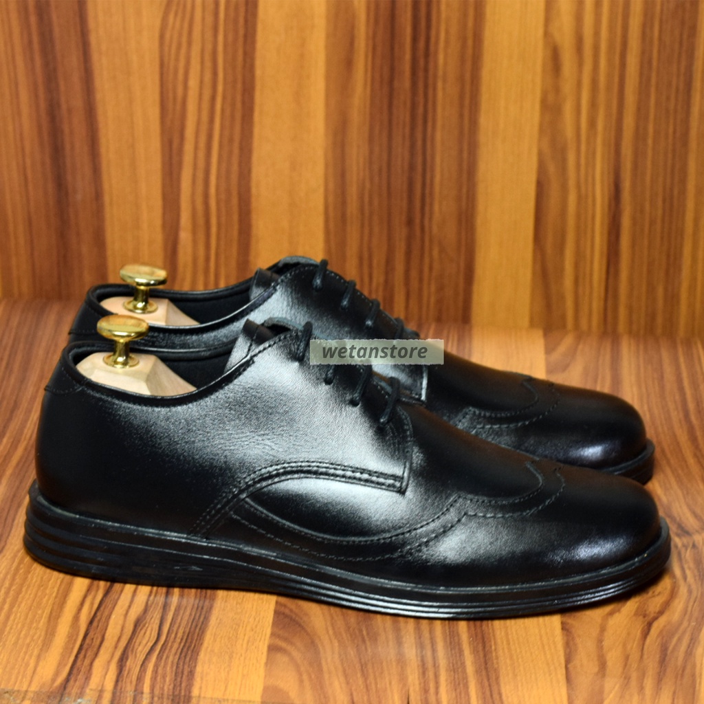 Sepatu Pantofel Casual Semi Formal Pria Hitam Classic Bahan Kulit Asli Cocok Untuk Kerja