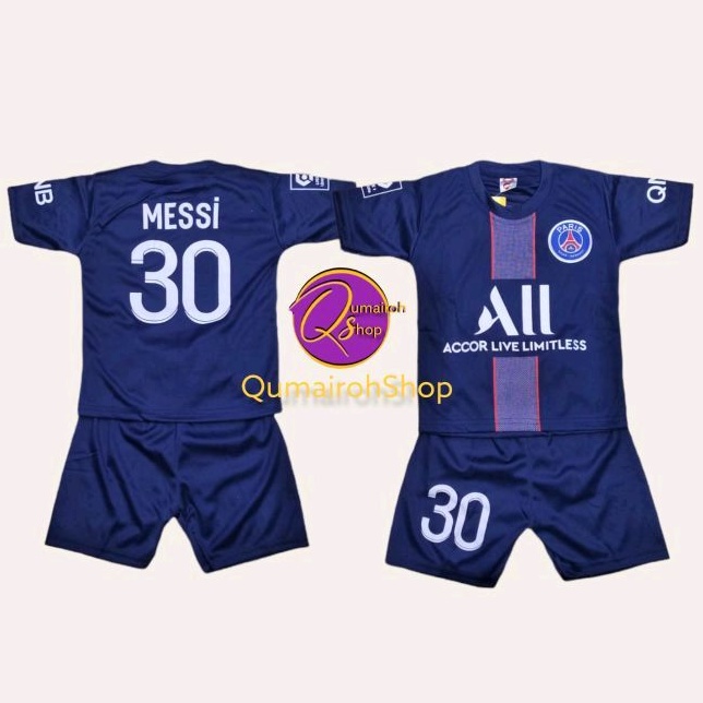 kaos setelan bola anak-anak/kaos bola psg usia 6 bulan s/d 7tahun