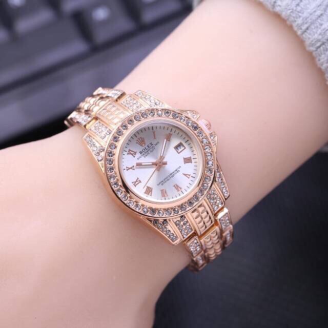 JAM TANGAN WANITA ROLEX RANTAI DIAMOND FREE KALUNG| JAM FASHION WANITA ROLEX