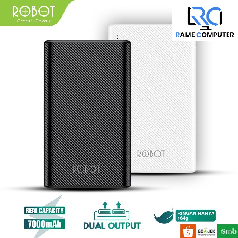 Powerbank ROBOT 7000mAh RT7500 Led Dual Port USB Quick Charge Fast Original