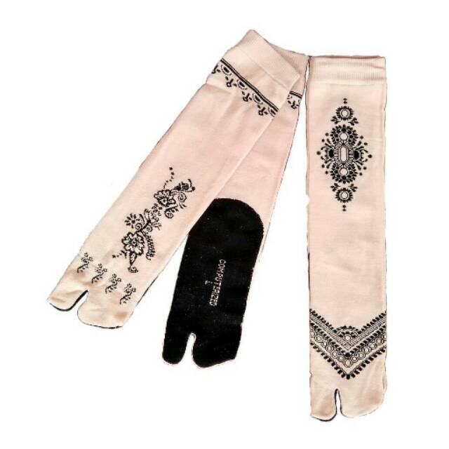 Jual Kaos kaki jempol muslimah batik henna telapak hitam nylon spandek