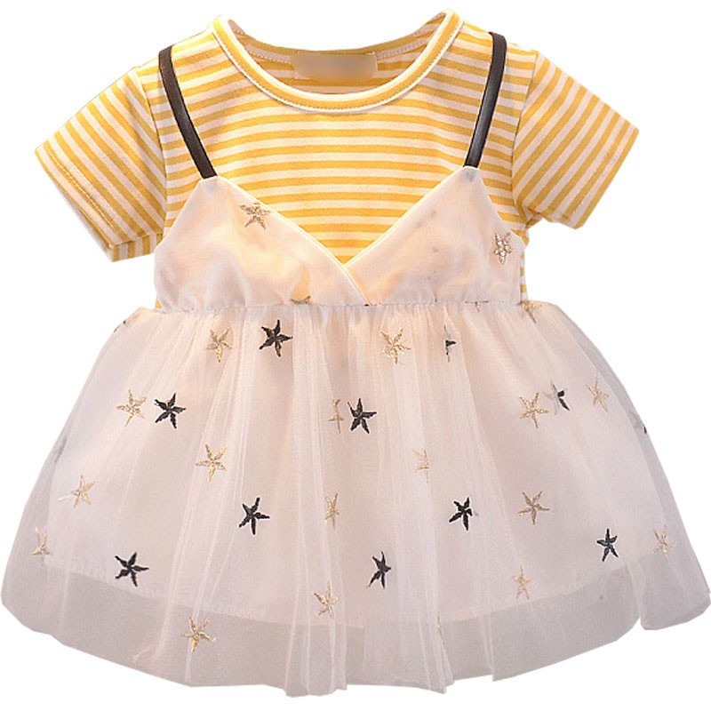 KF Cat Dress anak tutu mini gaun pesta anak/bayi perempuan import 3 bln-2 thn Star lucu katun & kasa-7