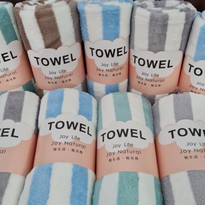 Gaya Handuk Quick Dry Microfiber Salur Towel Joy Life Joy Natural Murah - Green Diskon