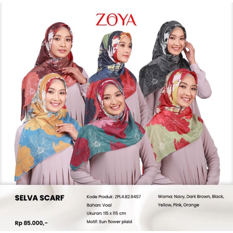 JILBAB SEGIEMPAT MOTIF SELVA SCARF BY ZOYA