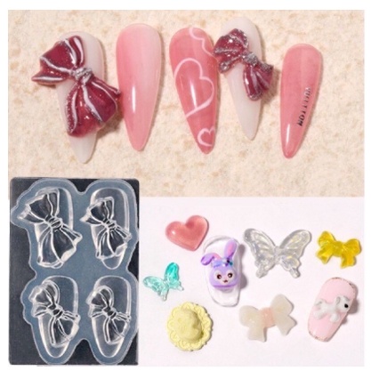 Bow molding pita silicone mold cetakan pita kuku kutek gel bow nailart nail art