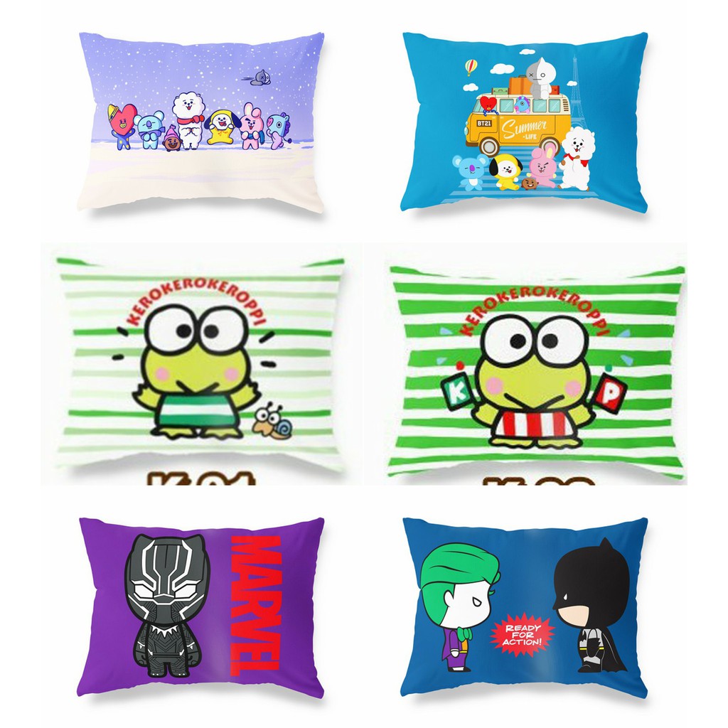 Bantal Imut - Tidur Bayi - Travel Motif BTS - BT21 - Keroppi - Marvel / Ukuran 30x45cm